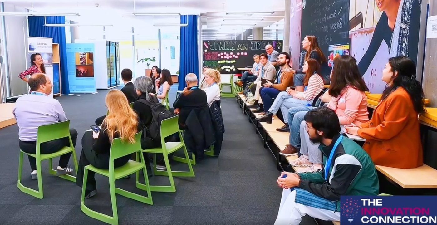 Federica Masci pitching the IDEAL project at The Innovation Connection, Geneva